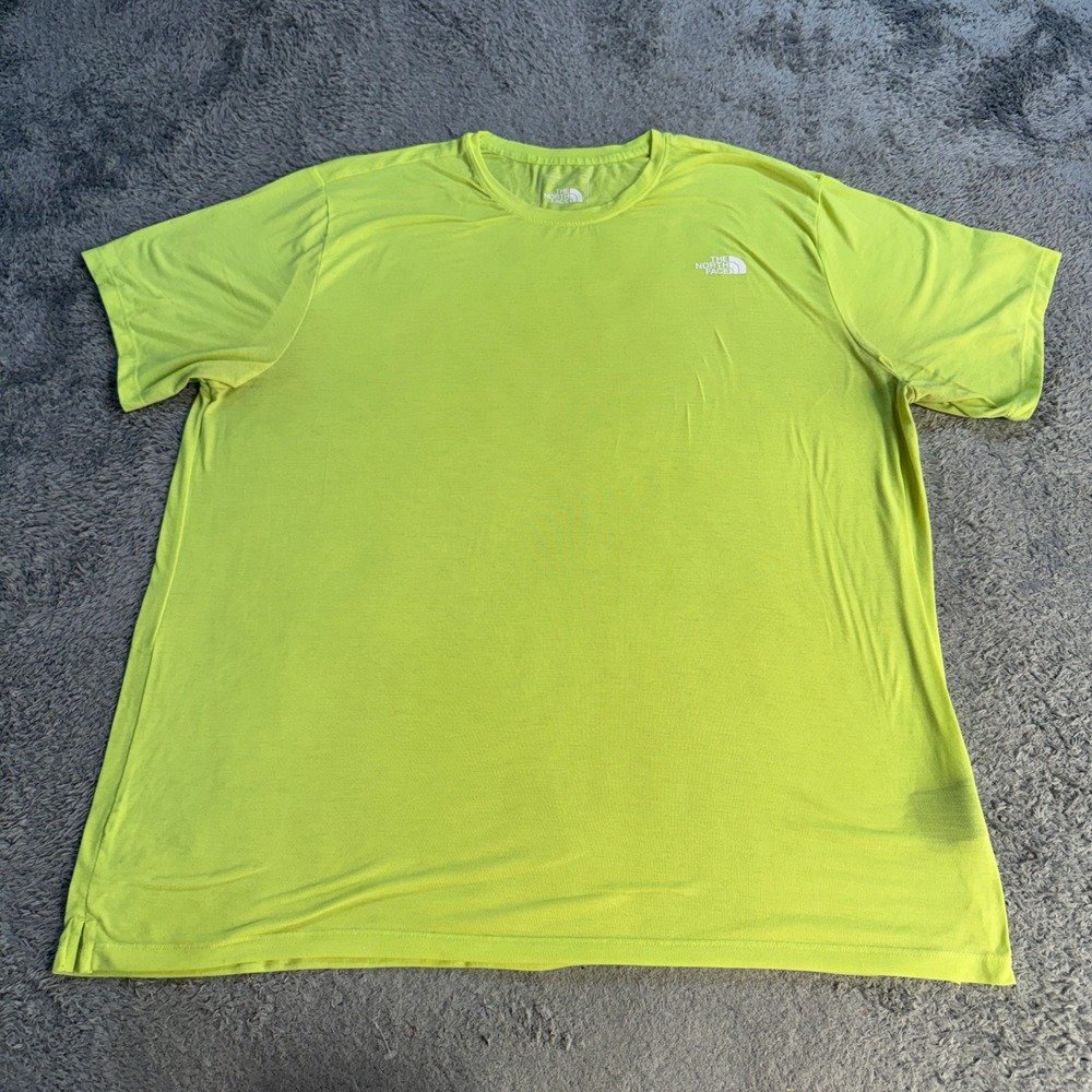 The North Face Mens Active T Shirt XXL Neon Green Short Sleeve Stretch Logo